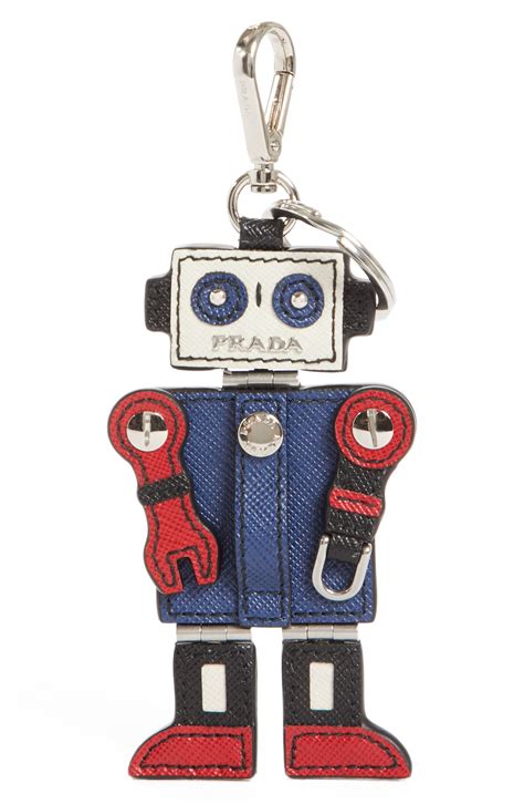 prada saffiano robot keychain